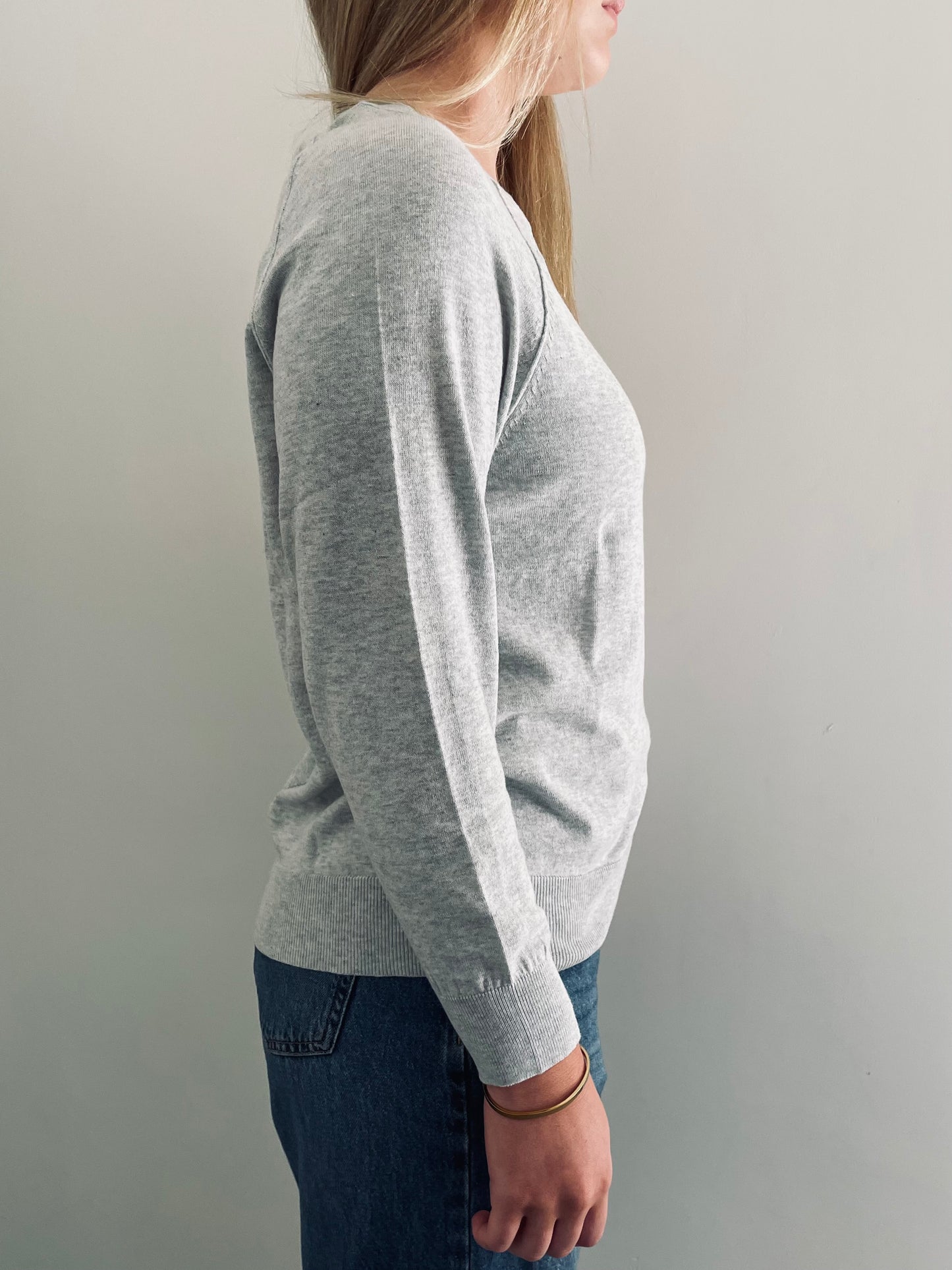 Cotton Henley Sweater GREY MARLE