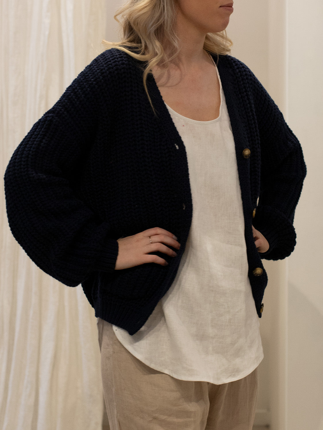 Belle Rib Cardigan INK