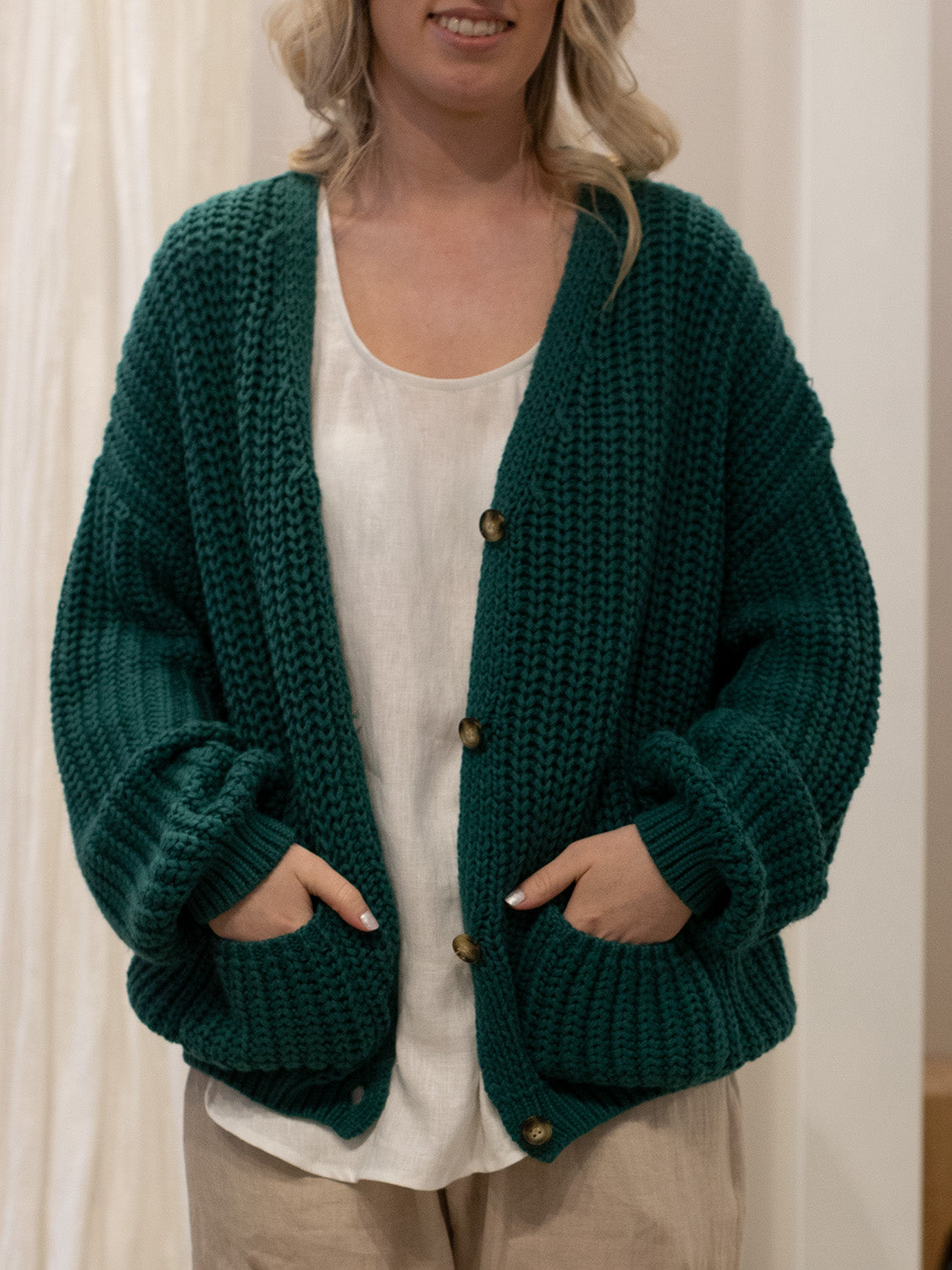 Belle Rib Cardigan JADE