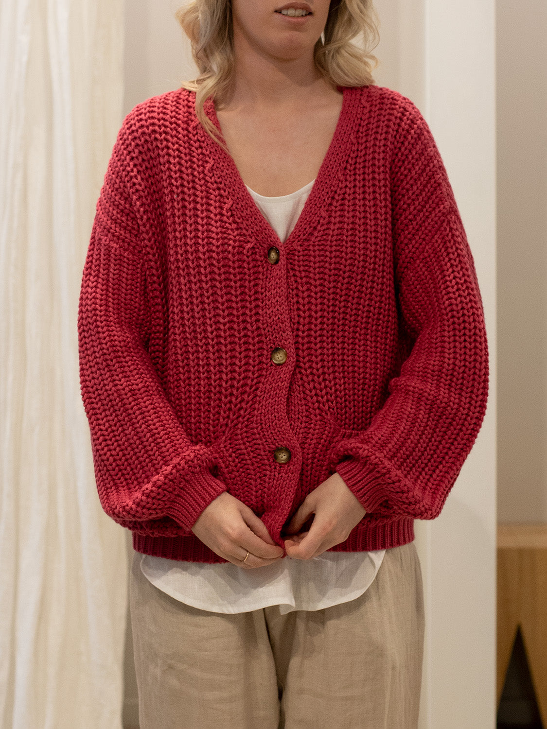 Belle Rib Cardigan FUSCHIA