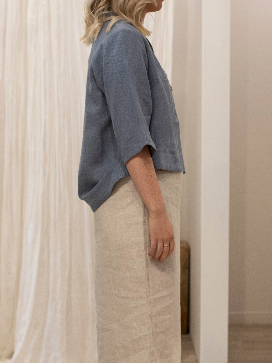 Drape Back Jacket DUSKY BLUE
