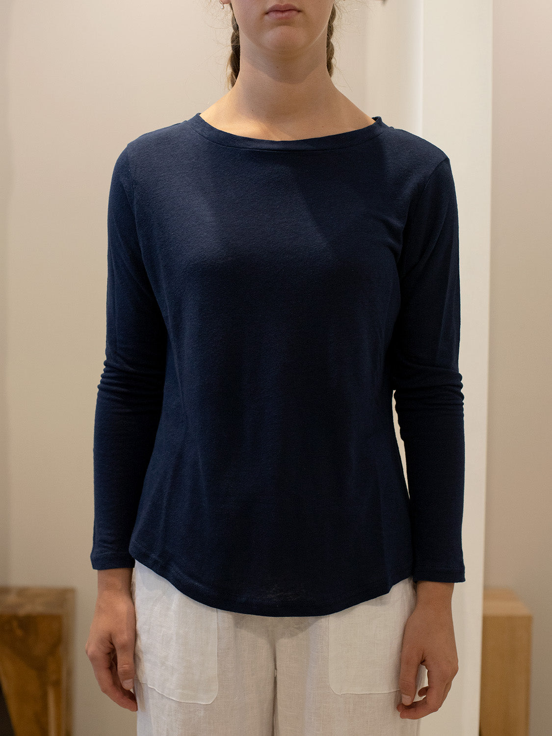 Linen/Viscose Long Sleeve Tee INK