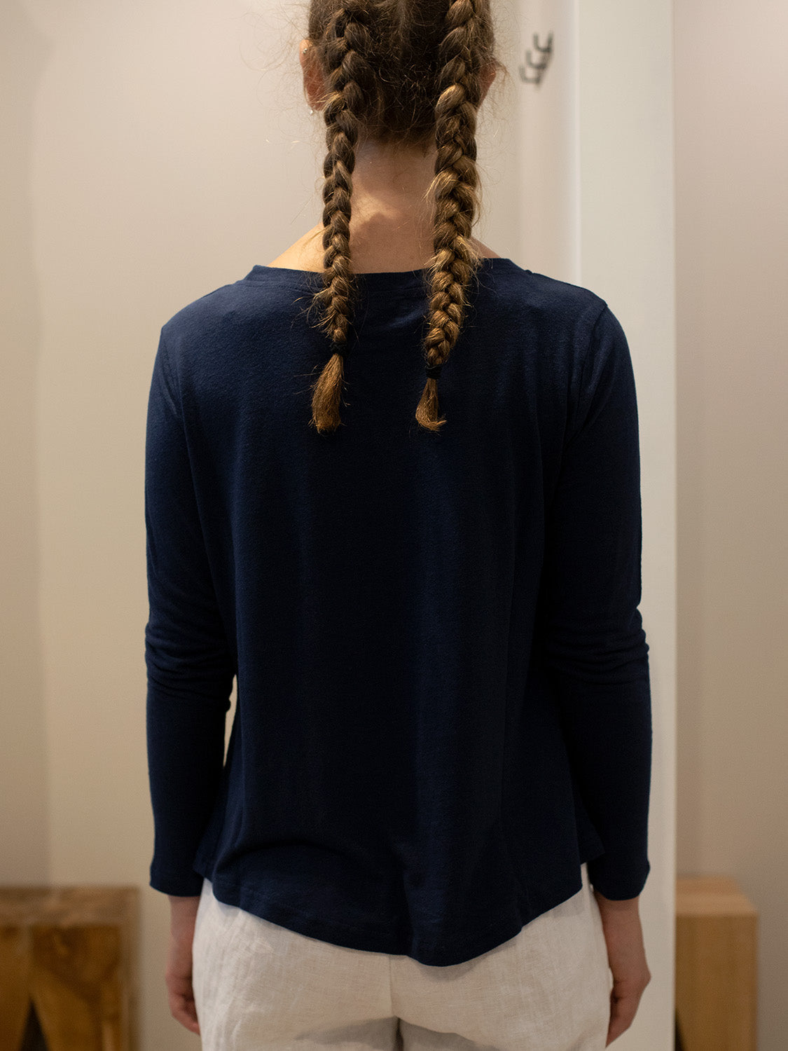 Linen/Viscose Long Sleeve Tee INK