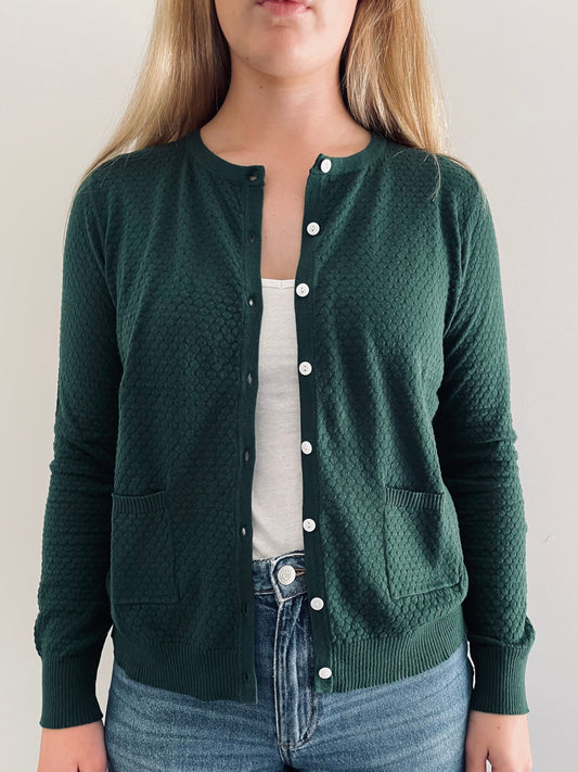 Cotton Pointelle Cardigan EMERALD