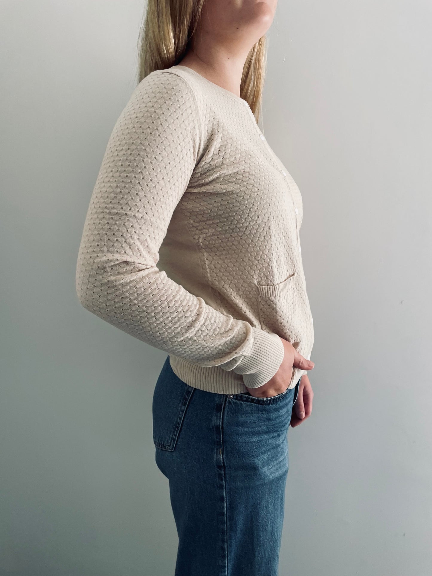 Cotton Pointelle Cardigan VANILLA CREAM