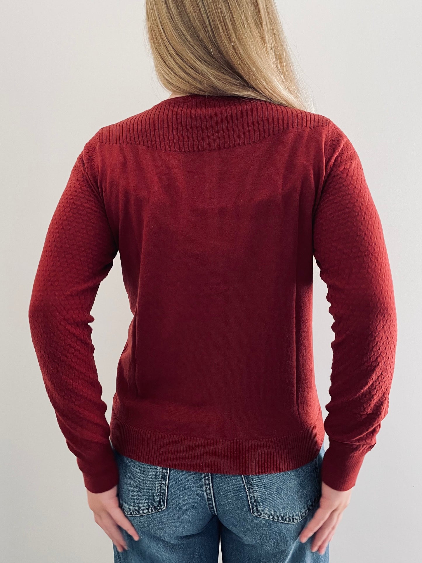 Cotton Pointelle Cardigan RUST