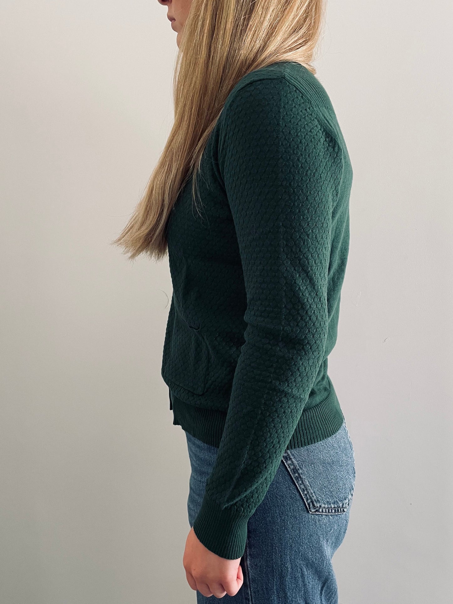 Cotton Pointelle Cardigan EMERALD