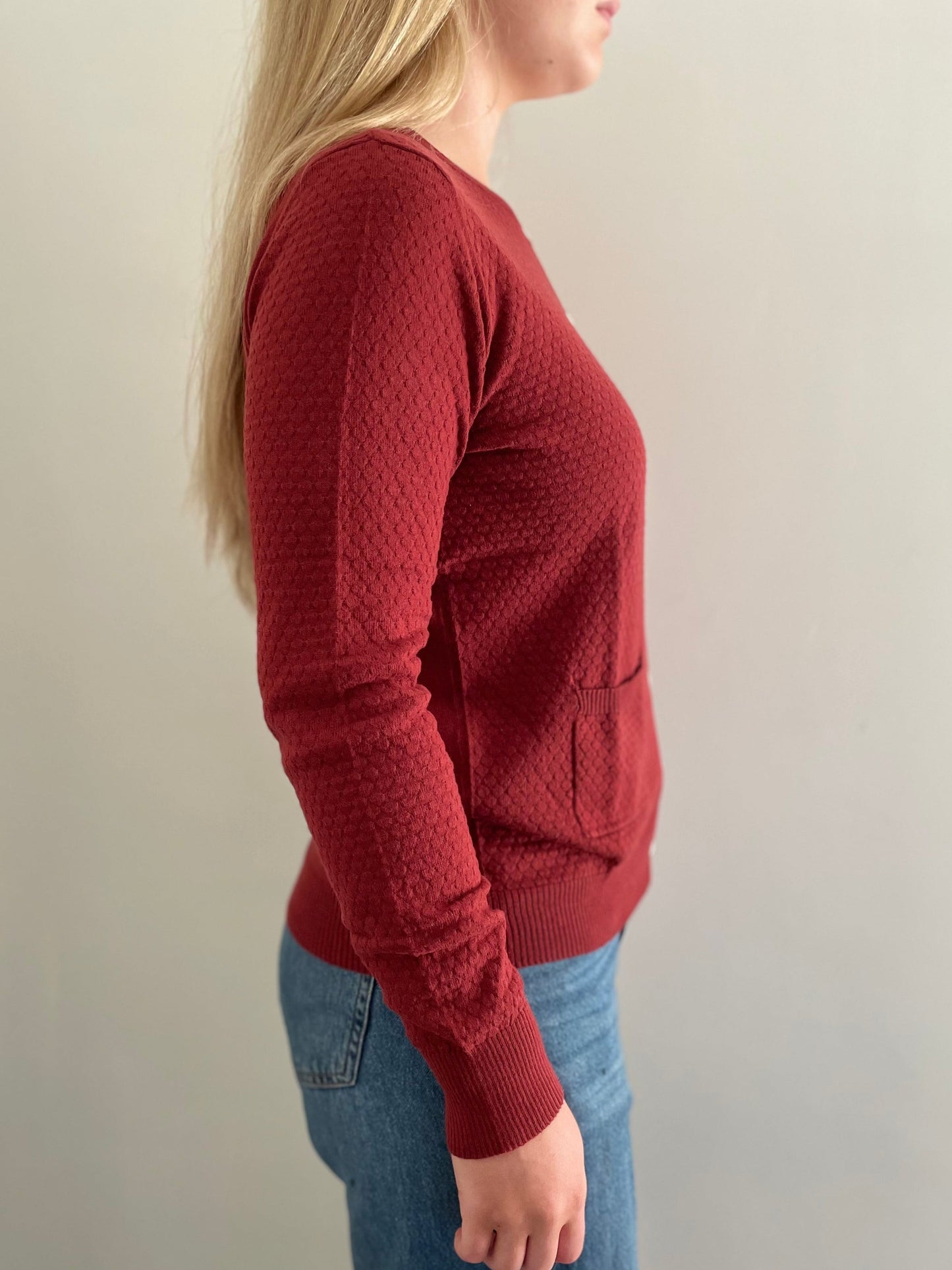 Cotton Pointelle Cardigan RUST