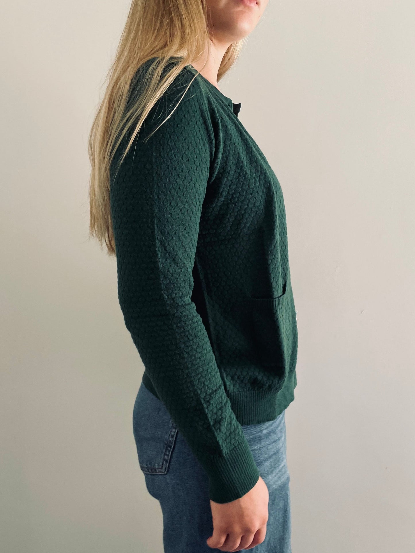 Cotton Pointelle Cardigan EMERALD
