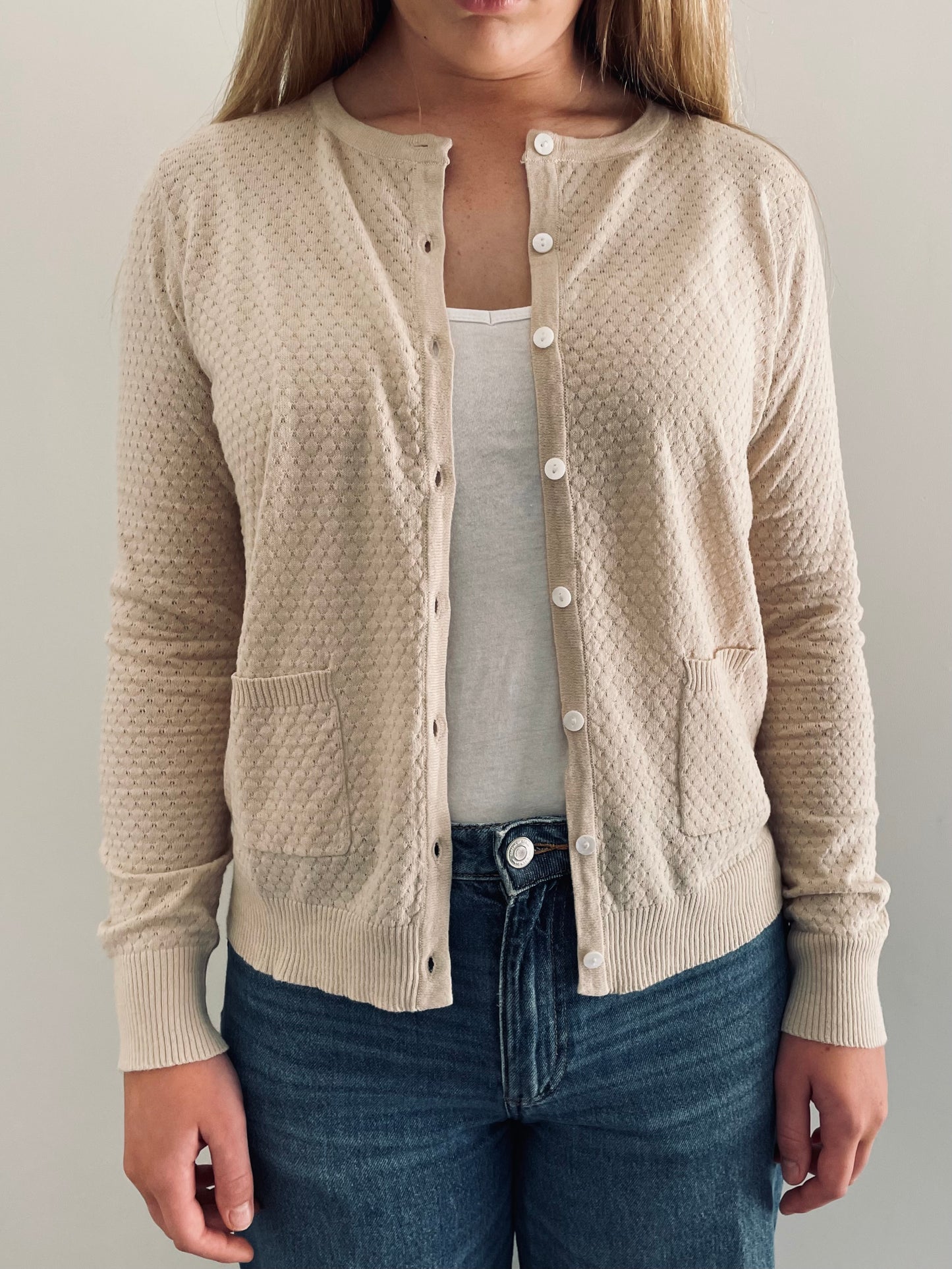 Cotton Pointelle Cardigan VANILLA CREAM