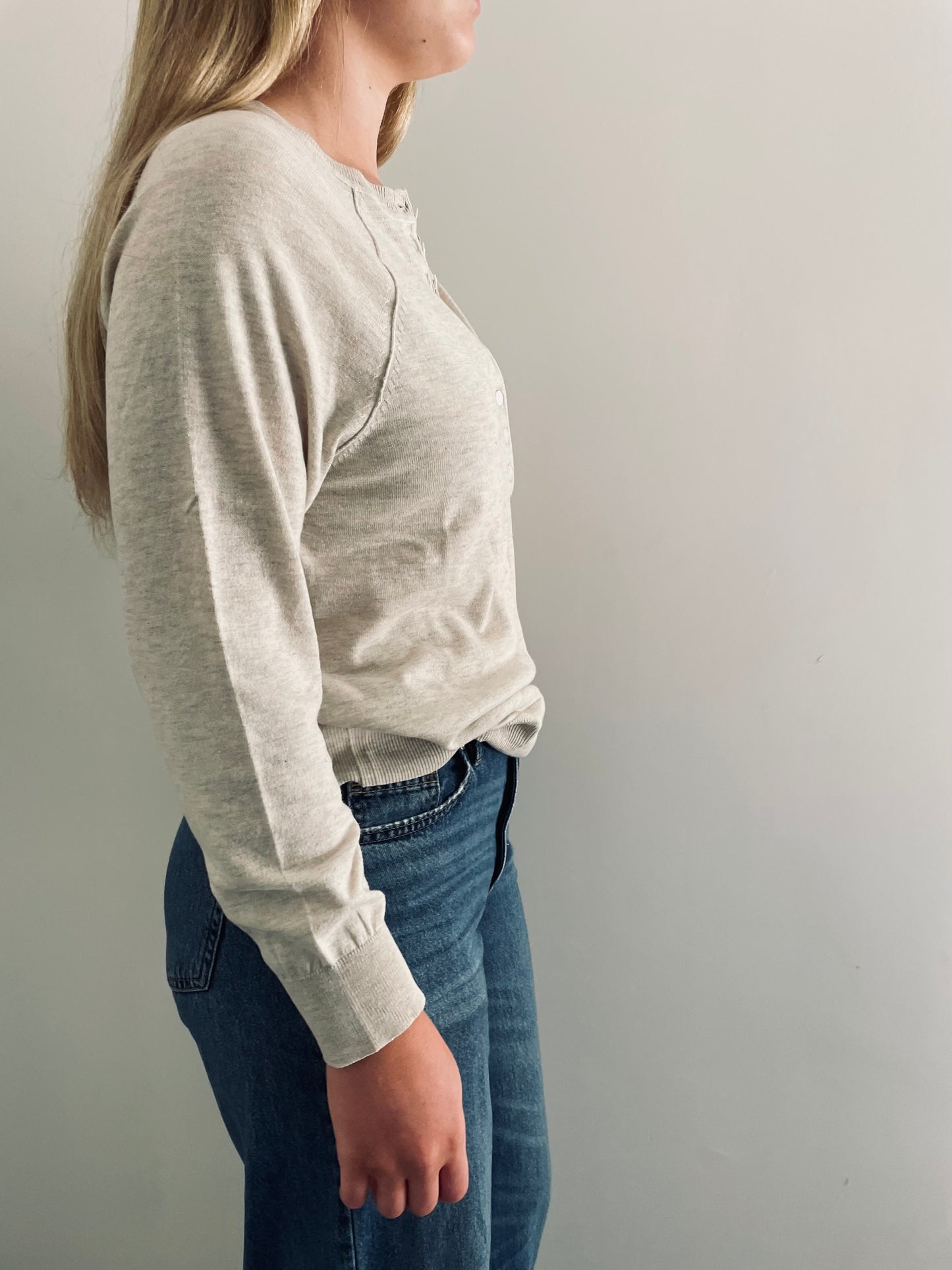 Cotton Henley Sweater OAT MARLE