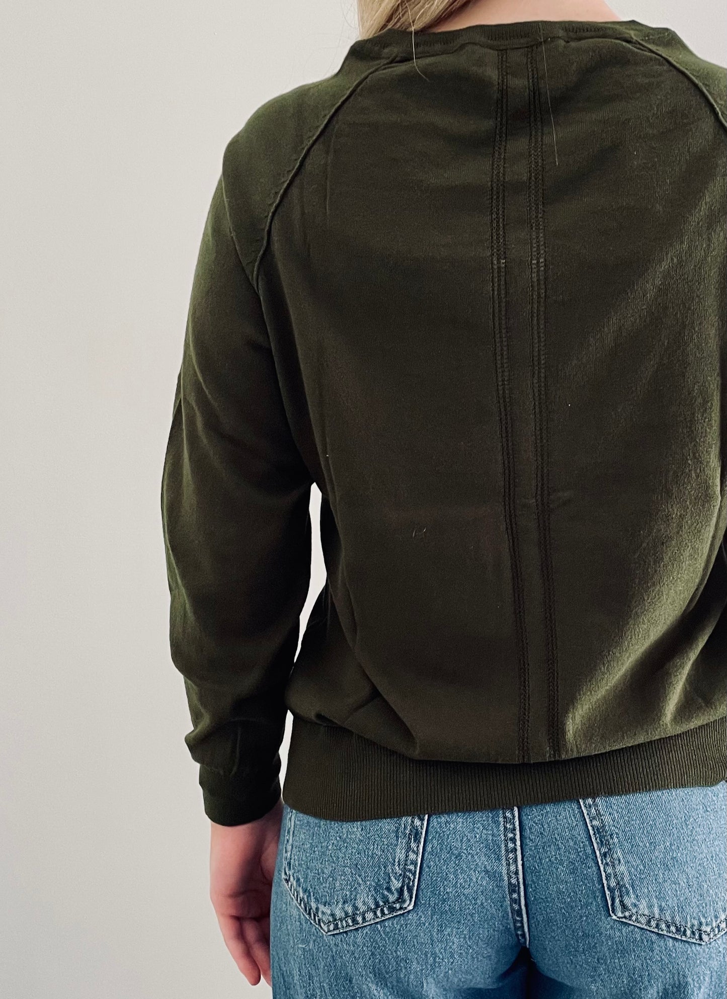 Cotton Henley Sweater OLIVE