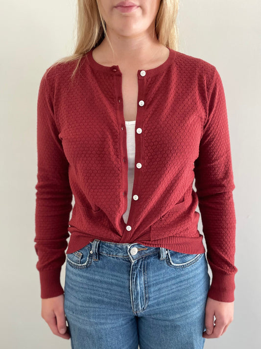 Cotton Pointelle Cardigan RUST