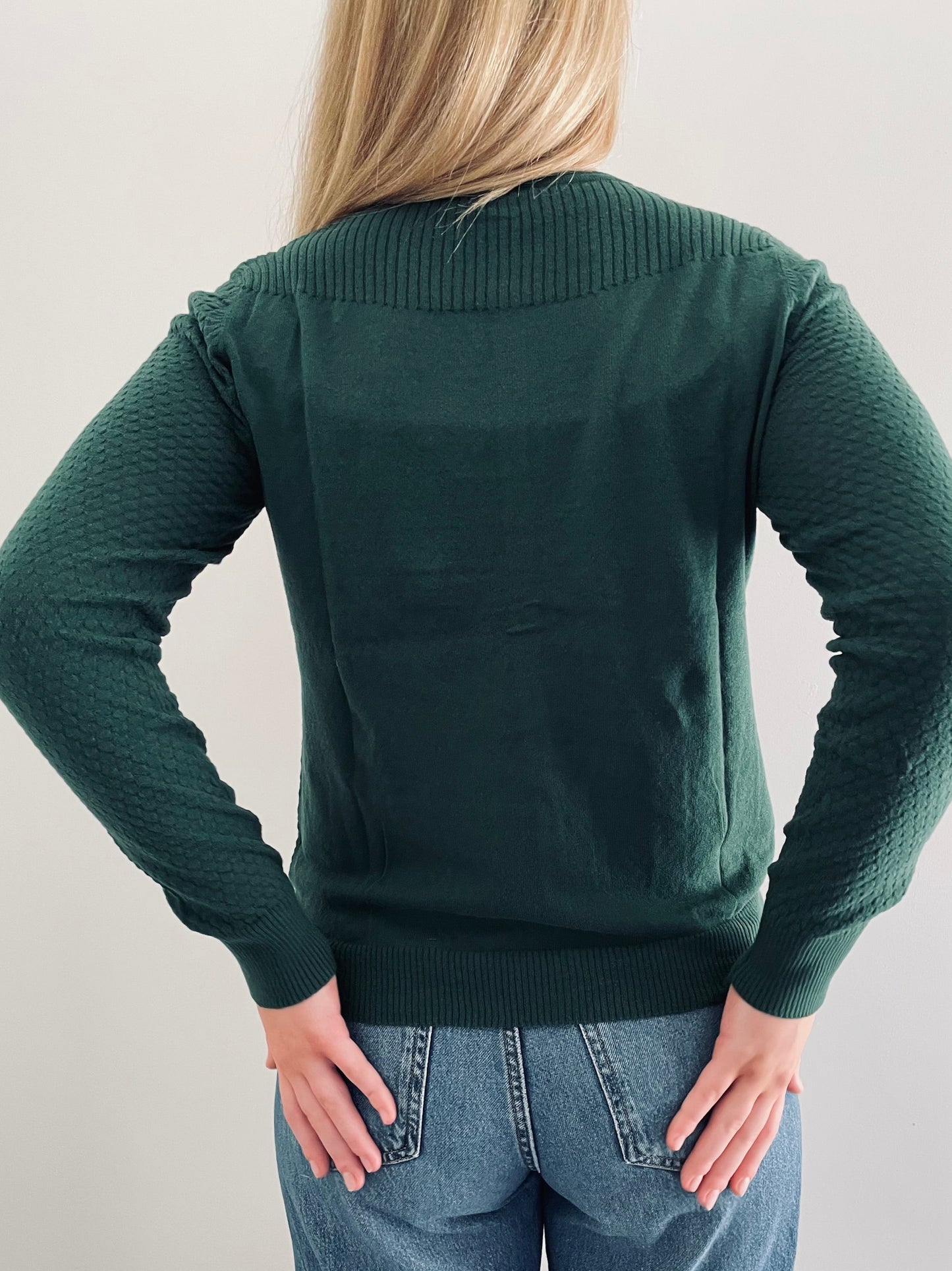 Cotton Pointelle Cardigan EMERALD