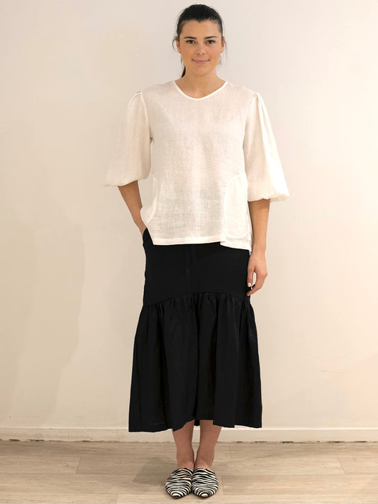Graphic Ruffle Skirt BLACK